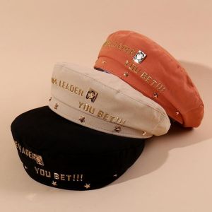Golden Letter Beret Women's British Hat Japanese Beret Painter Hat Berets Newsboy Hat