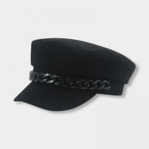 Hats for Women Military Hat Solid Chain Band White Black Fashionable Outdoor Casual Autumn 2021 Winter Women Hat Gorra Militar
