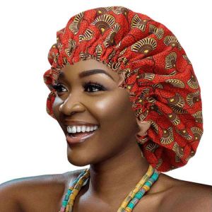 Large Satin Bonnet Women Sleep Night Cap Hat Big Size Beauty Print Satin Silk Bonnet Head Cover Bonnet Cancer Headwear Bonnet