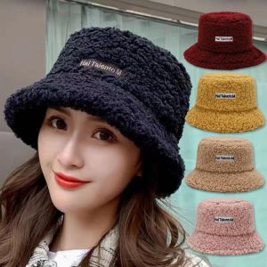 Lamb Faux Fur Bucket Hat Winter Warm Teddy Velvet Hats for Women Lady Thicken Bob Panama Outdoor Fisherman Hat Caps Wholesale