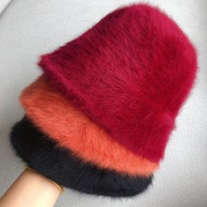 Winter Faux Fur Fluffy Bucket Hats Women Outdoor Warm Soft Velvet Furly Fisherman Cap Lady Panama Hat  2022 New