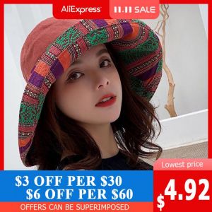 K41 Women's Hat Bucket Hat Fashion All-match Four Seasons Big Brim Panama Basin cap Double-Sided Fisherman Hat Women's S