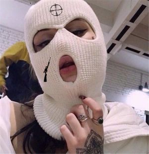 Embroidery Sniper Rifle Balaclava Full Face Mask  Winter Hat for Woman Ski Mask Warm Knit Full Caps Outdoor Sports Beanies