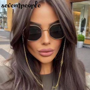 Fashion Metal Irregular Sunglasses With Chain Women 2021 Luxury Brand Channel Trendy Square Sun Glasses For Female Chic Eyewear