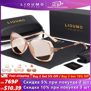 LIOUMO Fashion Design Photochromic Sunglasses For Women Polarized Travel Glasses Oversized Luxury Ladies Eyewear oculos de sol