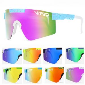 Hot pit viper flat top eyewear tr90 black frame mirrored lens windproof sport fashion polarized sunglasses for man / woman uv400