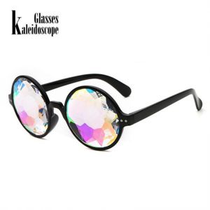 Kaleidoscope Glasses Rave Men Round Kaleidoscope Sunglasses Women Party Psychedelic Prism Diffracted Lens EDM Sunglasses Female