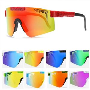 pit viper High Quality Polarized Sunglasses Flat Top Windpro of Sport Fashion Eyewear TR90 Silver Frame Mirrored Lens Sun Glass