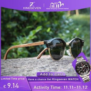 KINGSEVEN Handmade High Quality Black Walnut Wood Sunglasses Men Women Polarized Mirror Sun Glasses Male UV400 Shades Oculos