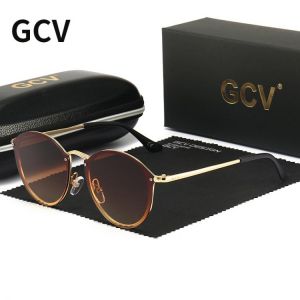 GCV Classic Round Cat Eye Sunglasses  Men Women General GM Butterfly Uv400 Sun Glasses For Lunette De Soleil Homme Metal Frame
