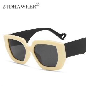2021 New Fashion Trend Thick Sided Beige Sunglasses Women's Personality Polygonal Contrast Eyeglasses Retro Glasses