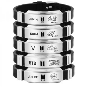 2021 New South Korea BTS-098 Black Silicone Wristband Bangle Fashion Simple Accessories Banquet Jewelry Gifts Daily Wear Gift