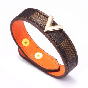 Popular V-Shaped Bracelet For Women Hot Sale Leather Alloy Striped bracelet Fashion Classic Men And Women Bracelet Holiday Gift