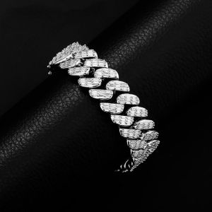 LINGXIA 2021 16mm Hip Hop Bracelet Iced Out Cubic Zirconia Cuban Chain Personality Charm Man Jewelry Punk Accessories Gift