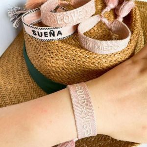 Blush Pink Woven Bracelets Braided Friendship Bracelet with Adjustable Length Handmade Women Jewelry Gift
