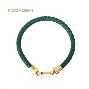 New Classic Style Genuine Leather Bracelets Women Simple Stainless Steel Braided Rope Bracelets for Female Bracelets Jewelry