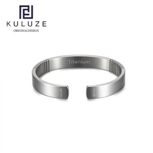 KULUZE Titanium Bracelet for Men Women Fashion Golf Athletic Bangle Bracelets Gift C Shaped Cuff Wristband 100% Pure Titanium