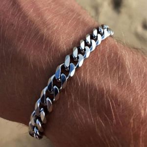 Punk Style 3/5/7mm Men's Stainless Steel Cuban Bracelet Simple Fashion Titanium Steel Chain Men And Women Jewelry Couple Gift