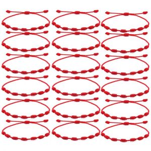 24PCS 7 Knots Red String Bracelet Protection Evil Eye Good Luck Amulet for Success and Prosperity Couple's Friendship Bracele