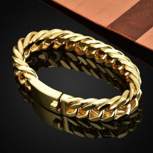 Fashion Cuban Chain Men's Bracelet Hip Hop Rock Charm Bracelet Buckle Chain Jewelry Accessories  Gift Bracelets for Women