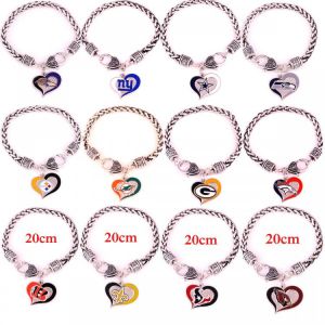 DIY Football Team Logo Rugby Heart Shape Bracelet Fitness hiphop Twist Chain Football Fan Sport Lover Young Man Gift Jewelry