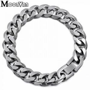Moorvan Jewelry Men Bracelet Cuban links & chains Stainless Steel Bracelet for Bangle Male Accessory Wholesale B284