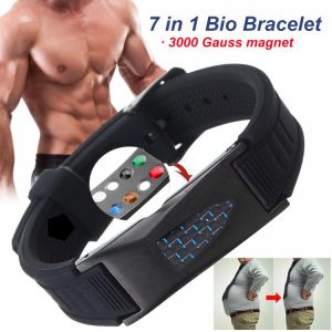7 in 1 Titanium Silicone Magnetic Energy Armband Power Bio Bracelet Health Pain Relief Magnet Health Bracelet Bangle 3000 Gauss
