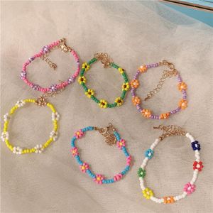 Makersland Cute Flower Beaded Bracelet For Girls Smile Friendship Bracelet For Children Accessories Jewelry Wholesale 2021 Trend