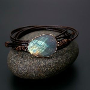 Rope Wrap Bracelet Natural Stones Labradorite Boho Long Friendship Bracelet Unique Handmade Ethnic Bracelets Dropshipping