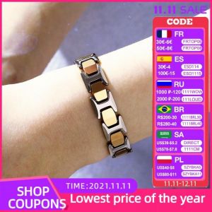 Healthy Magnetic Bracelet for Women Power Therapy Magnet Magnetite Bracelets Bangles Men Health Care Jewelry Titanium Steel Gift