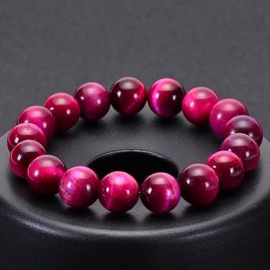 6mm 8mm 10mm Natural Stone Rose Tiger Eye  Beaded Bracelet For Women Men Friend Jewelry
