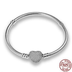 CodeMonkey 2021 New Hot Sale 100% Real 925Sterling Silver Zircon heart Bracelet For Women Birthday Fashion Jewelry Gift