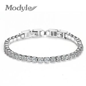 Modyle 316L Stainless Steel Sparkly Cubic Zircon Tennis Link Bracelets For Men and Women Gifts