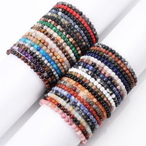 4mm Energy Bead Bracelet Natural Tiger Eye Lapis Lazuli Stone Bracelet for Men Women Reiki Yoga Bracelet Handmade Charm Jewelry