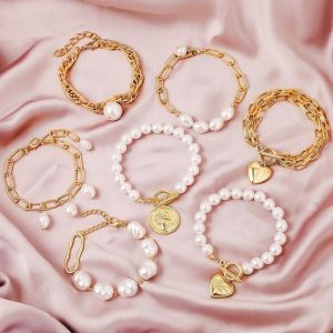Hot Sale Retro Bracelet Bohemian Ins Design Baroque Pearl Bracelet Female Charm Bracelets Bangles for Women Luxury Jewelry