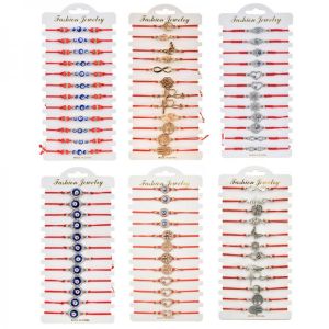 12pcs/lot Bohemia Handmade Braided Red Rope Chain Bracelet Tree of Life Infinity Love Adjustable Charms Bracelets Women Jewelry