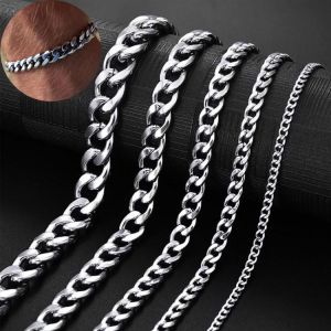 Men's Chain Bracelet Stainless Stel Curb Cuban Link Chain Bracelets for Women Unisex Wrist Jewelry Fashion Punk Male Bangle G