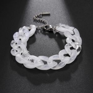 Teamer Boho Acrylic Bracelets for Women Men Punk Chain Bracelet Resin Statement Wristband Jewelry 2021 Black White Rose Red