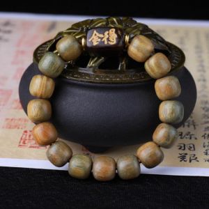 Natural 12mm Green sandalwood Bucket beads Bracelets Bangles Tibetan Prayer Beaded Bracelet Jewelry