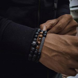 2021 Hot Trendy Crown Bead Men Bracelet Sets New Handmade Strand Stone Beaded Bracelet For Men Jewelry Gift Pulsera Hombre