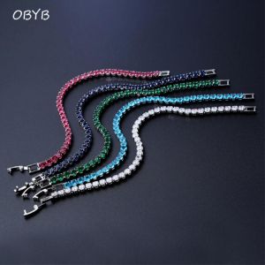 Luxury 4mm Cubic Zirconia Tennis Bracelets Iced Out Chain Crystal Wedding Bracelet For Women Men Gold Silver Color Bracelet