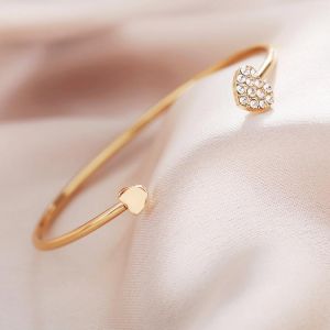 Fashion Heart Charm Bangle With Initial Alphabet Letter Engrave High Quality Women Jewelry Cuff Bangles Wholesale For Party Gift