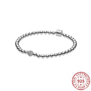Real 925 sterling Silver Beads Round O Snake Chain Bracelet Fit original Pan bead charm Women Bracelet Jewelry