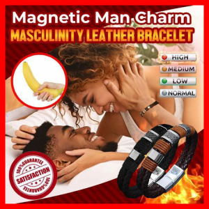 Titanium Steel Magnetic Bracelet Couple Men'S Leather Rope Braided Stainless Steel Magnetic Buckle Punk Bracelet Jewelry Gift
