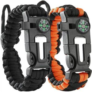 5 in 1 Tactical Bracelets Survival Bracele Braided Paracord Multi-function Camping Rescue Emergency Rope Bangles Compass Whistle