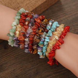 Reiki Natural Stone 7 Chakra Bracelets Healing Crystal Bracelet Chipped Gravel Beads Gifts for Women 2021 Pulseras