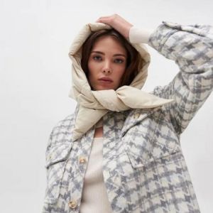 Fashion quilted headscarf puffer scarf triangle shawl Hood Scarf puffy light and warm kerchief winter Puff Neck scarf-hood