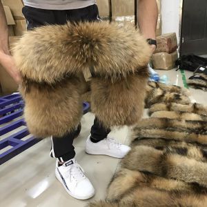 100% Real Fur Collar 2021 Winter Natural Raccoon Fur Women Scarfs Coat Scarves Luxury Male Parka Female Warm 60cm 70cm 80cm #2