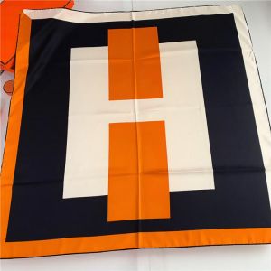 90cm Manual Hand Rolled Twill Silk Scarf Women Patchwork Letters Print Square Scarves Wraps Echarpe Foulards Femme Bandana Hijab