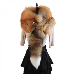 2021 Party Luxury Brand Women Real Winter Fox Fur Scarves, Natural One-Piece Fox Fur Collar, Warm Soft Real Fox Fur Scarf